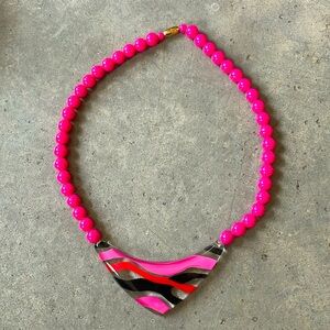 Vintage eighties lucite hot pink neon necklace